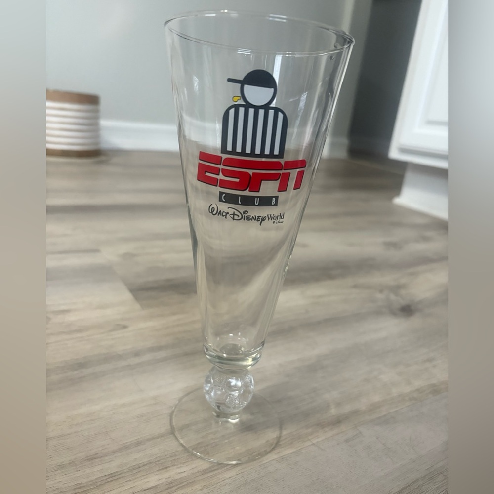 ESPN Club Walt Disney World Soccer Tall Beer Glass Referee Collectible